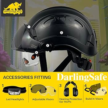 DarlingSafe Safety Helmet with Visor Adjustable Size Hard